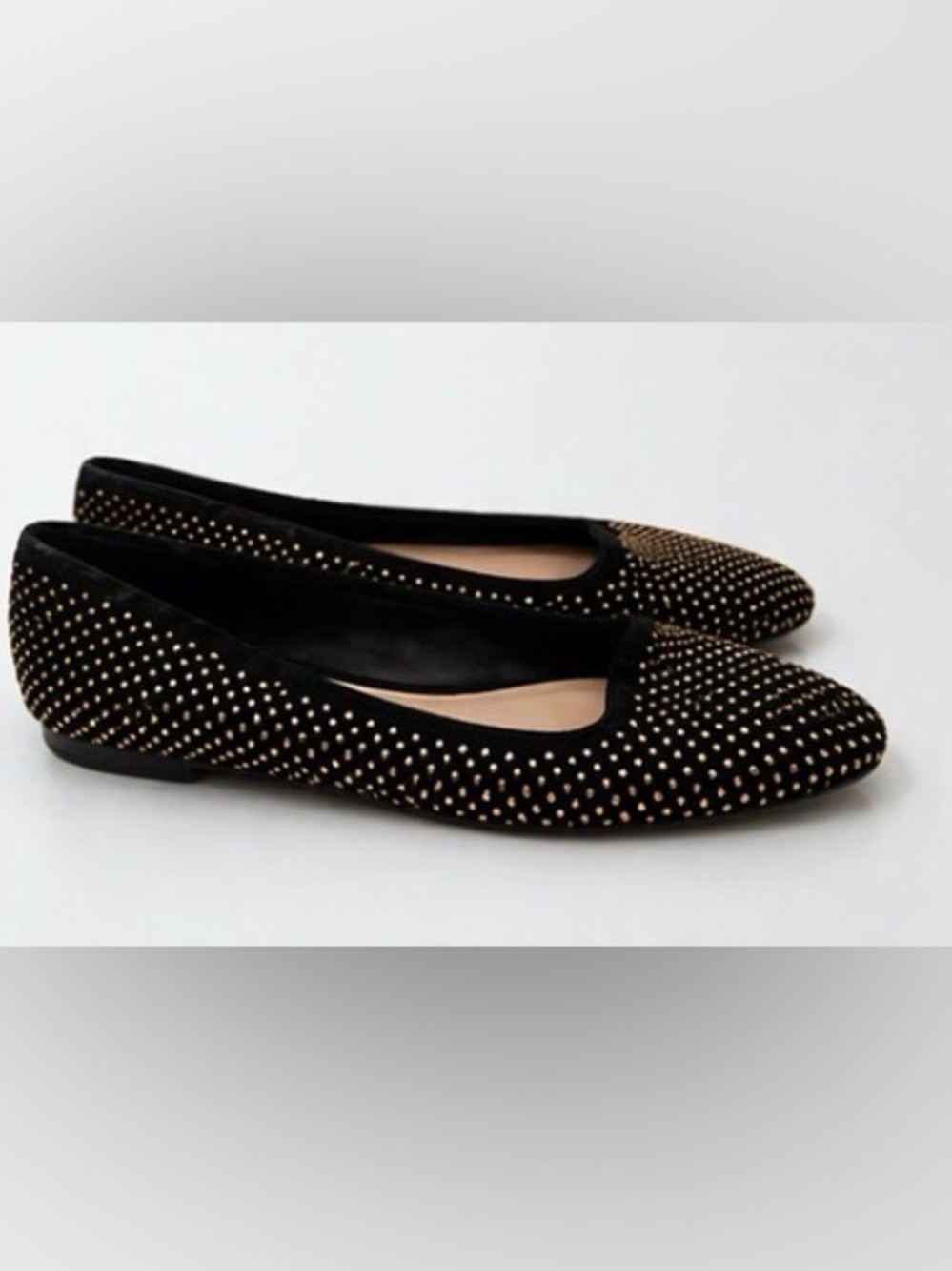 [Loeffler Randall] Black and Gold Studded Suede Flats Sz: 8.5B - Picture 3 of 11